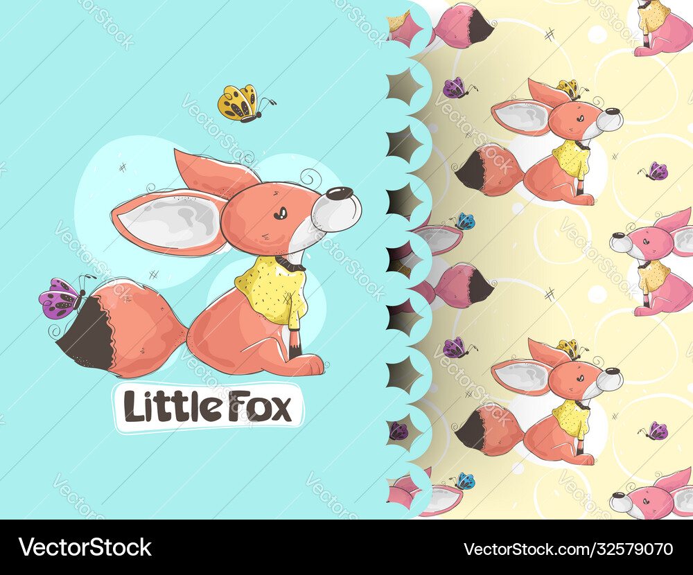 Seamless fox pattern Royalty Free Vector Image