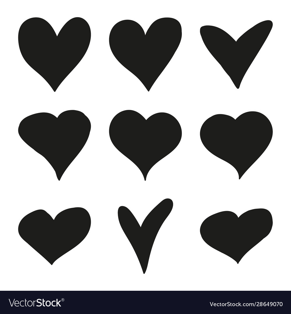 Set Black Grunge Hearts Royalty Free Vector Image