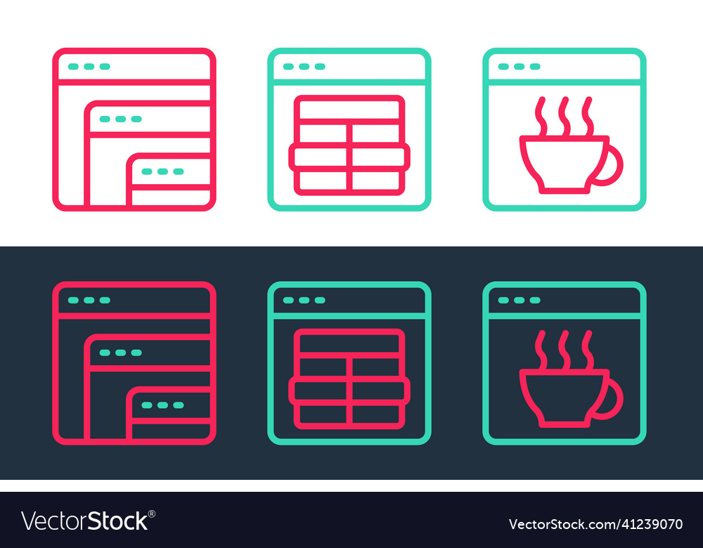 Set line software and mysql code icon vector image Set line software and mysql code icon