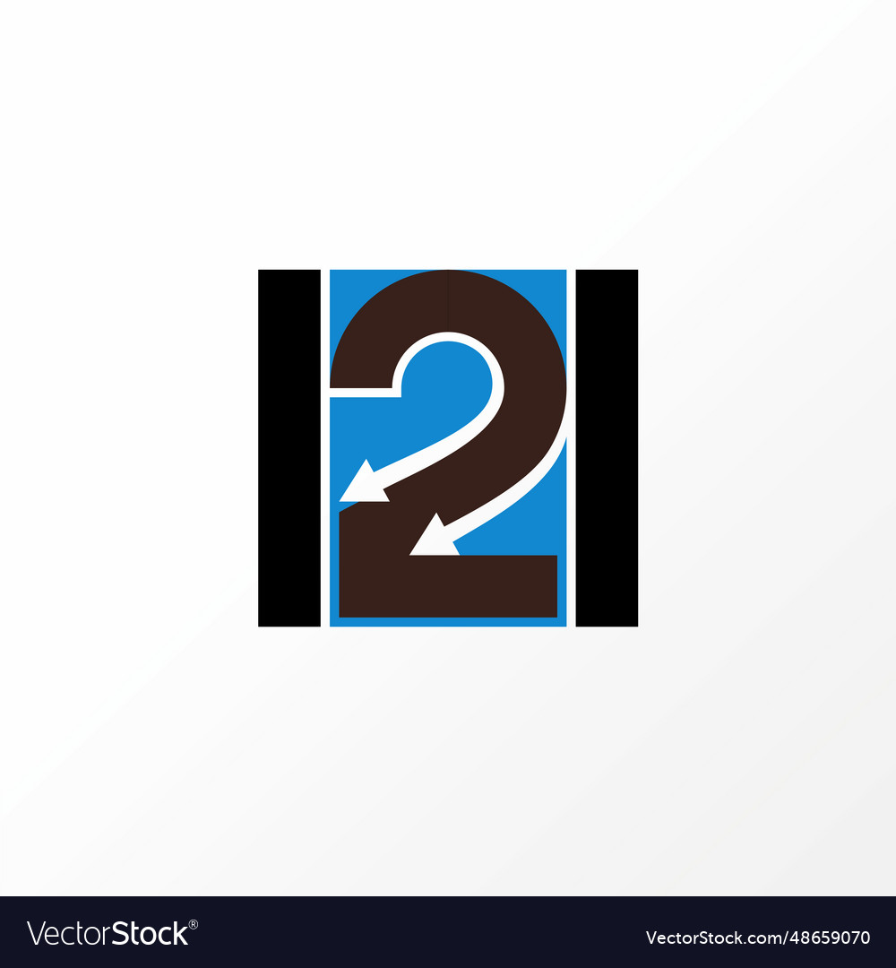 Sign initial 2 font double arrows on rectangular vector image Sign initial 2 font double arrows on rectangular