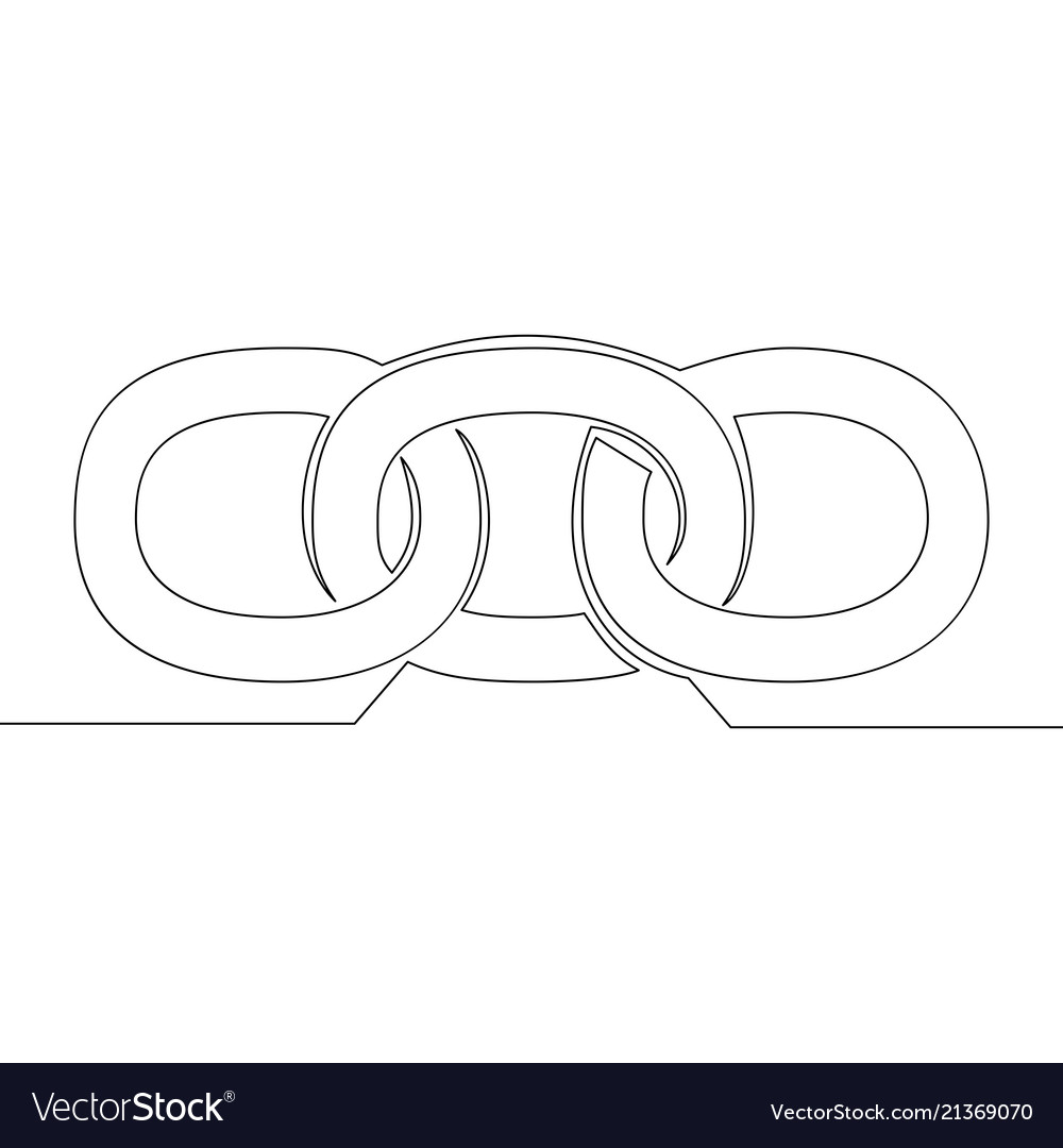 Single continuous line blockchain linking sigh vector image Single continuous line blockchain linking sigh