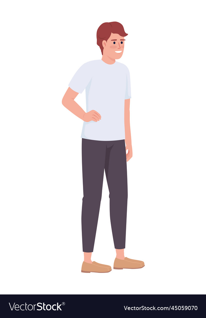 Smiling man in casual clothes semi flat color Vector Image