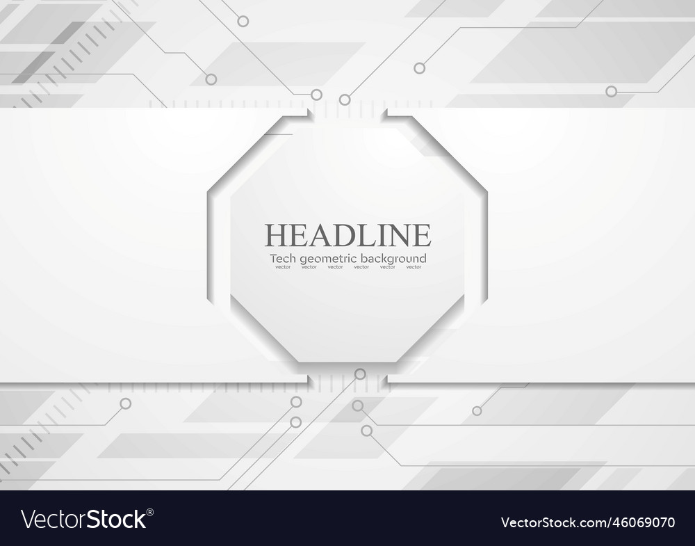 Tech grey abstract background with circuit board Vector Image Tech grey abstract background with circuit board