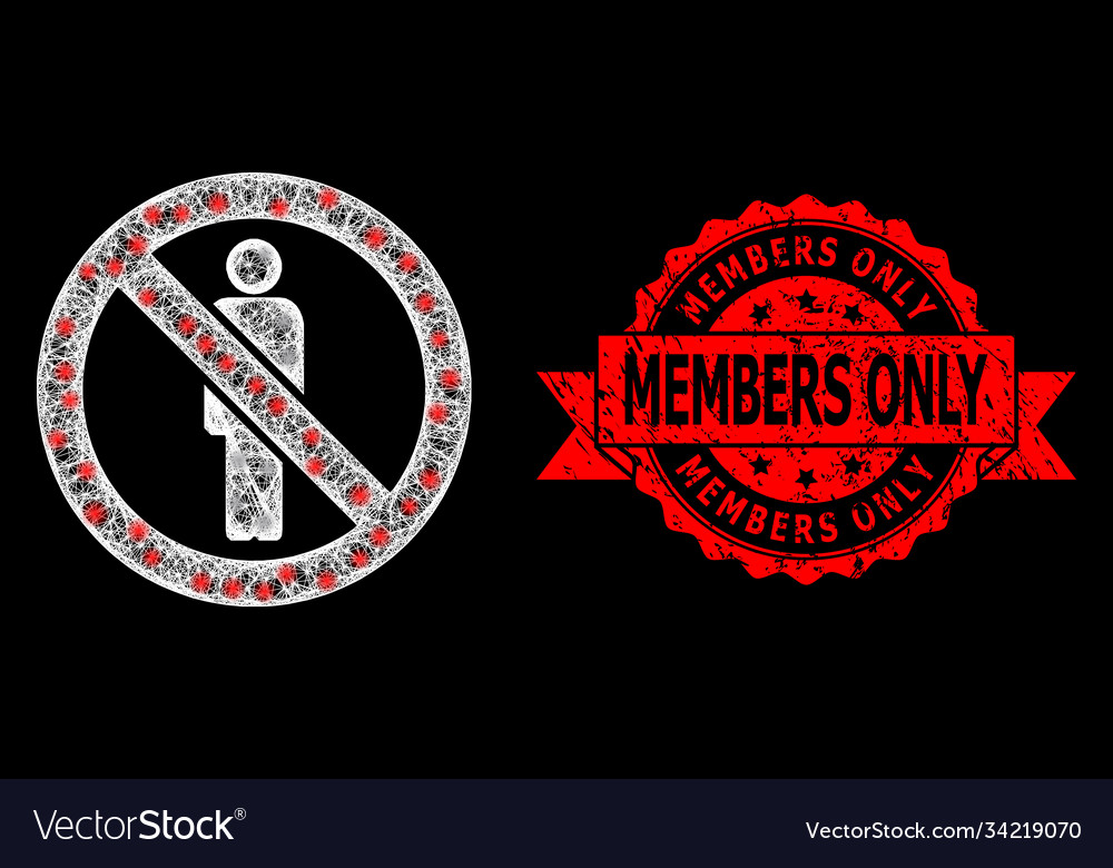 Textured members only seal and bright web network vector image Textured members only seal and bright web network