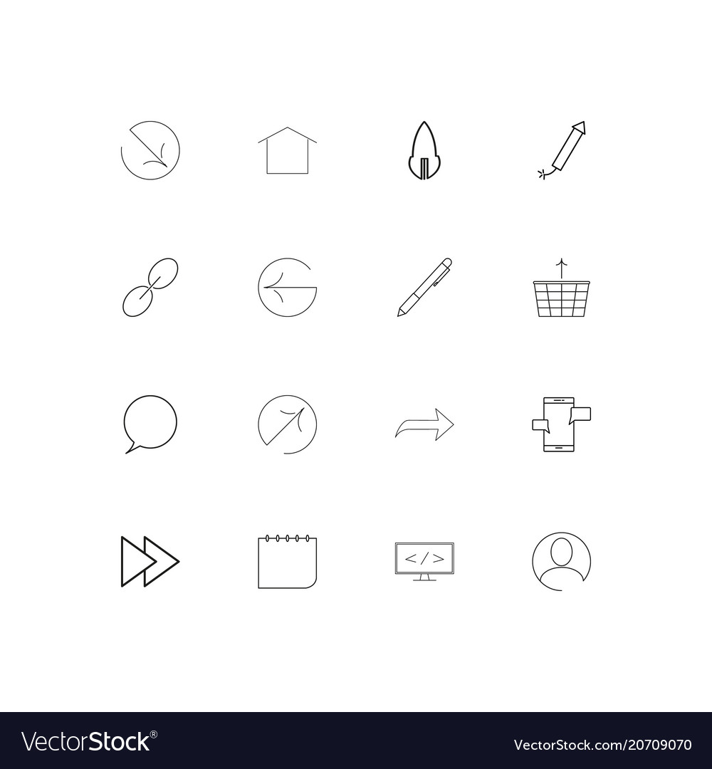 User interface simple linear icons set outlined