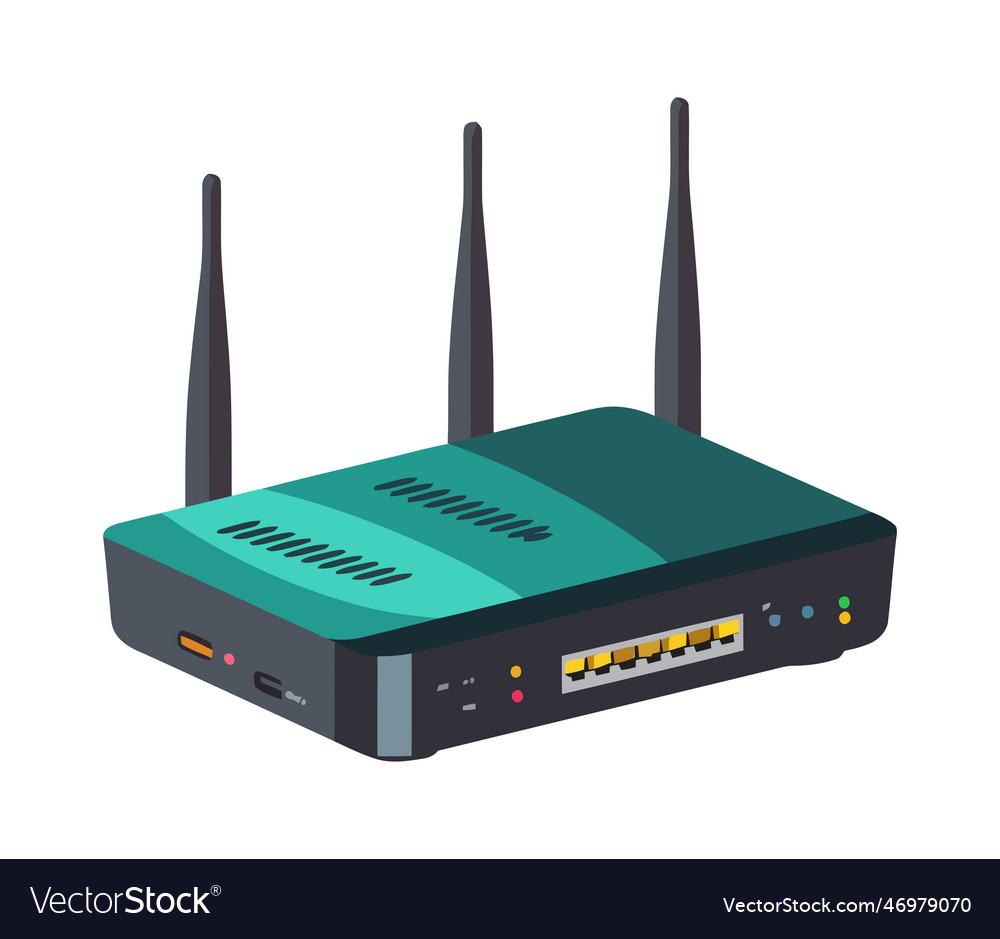 Wireless router connects computer equipment Vector Image