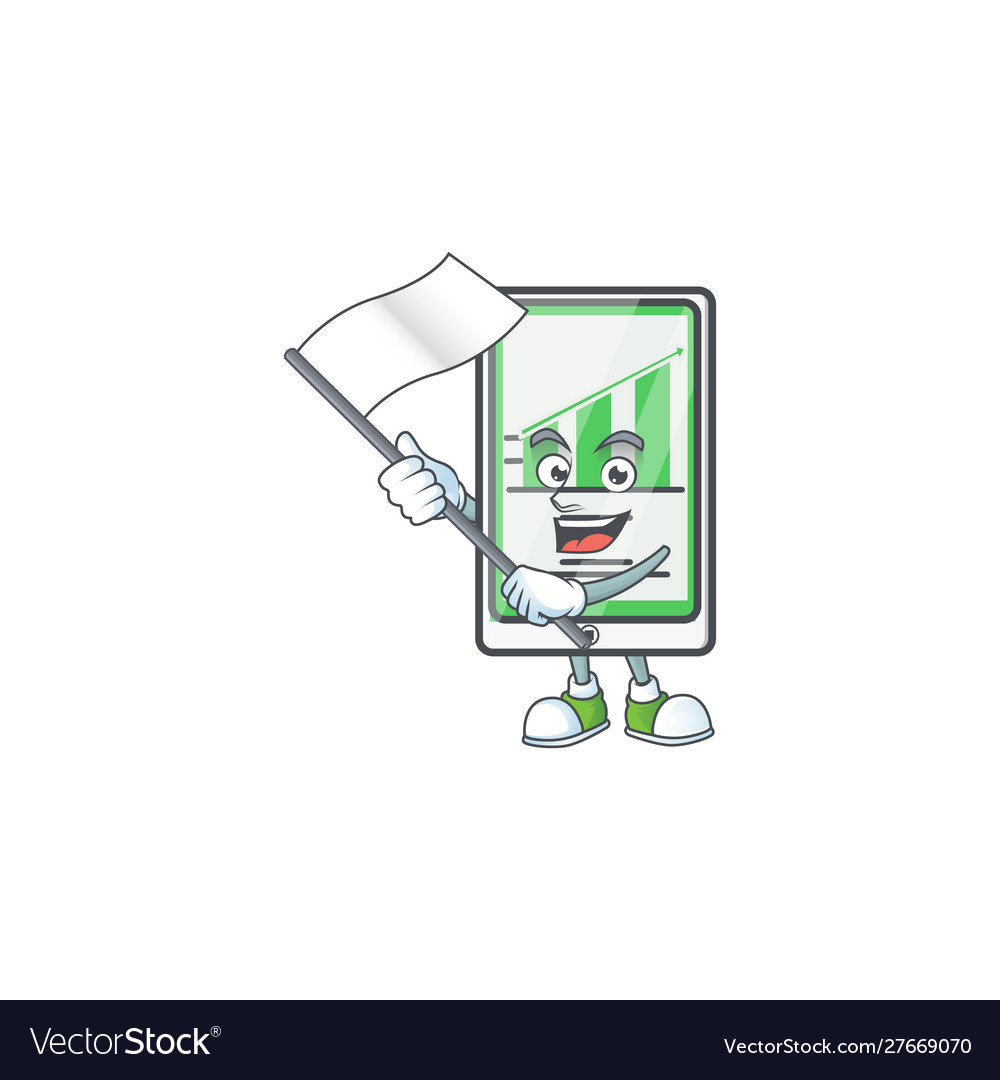 With flag up chart vertical tablet for progress Vector Image With flag up chart vertical tablet for progress