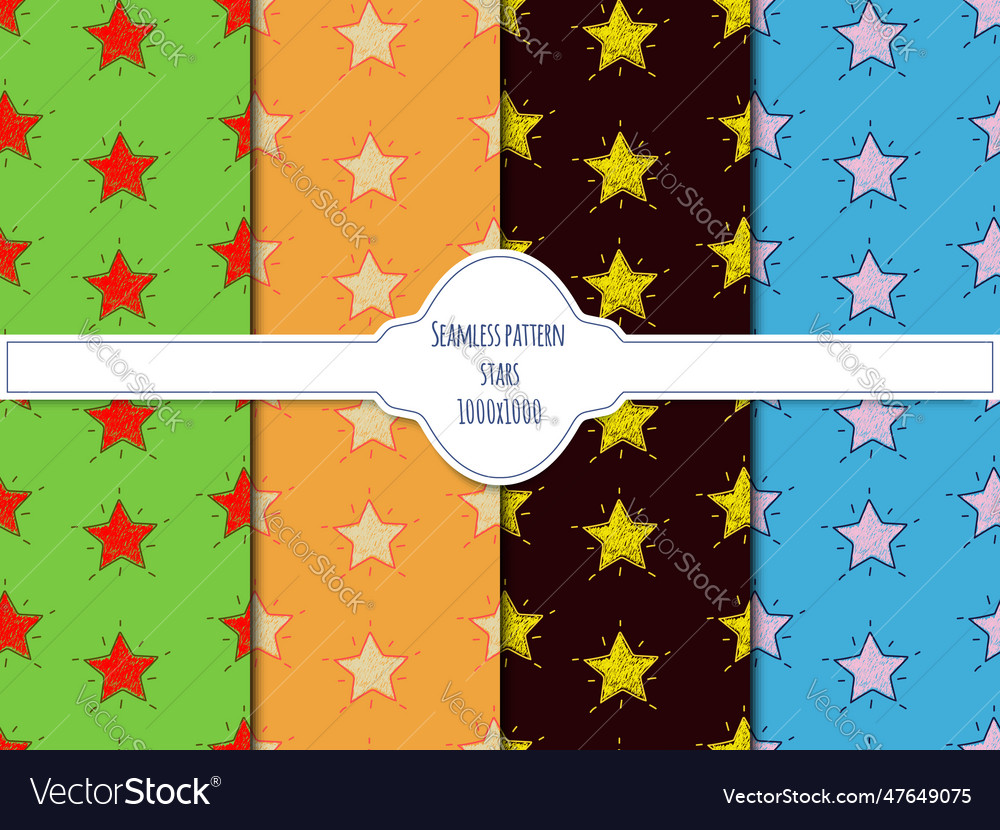 A set of star seamless pattern background vector image A set of star seamless pattern background
