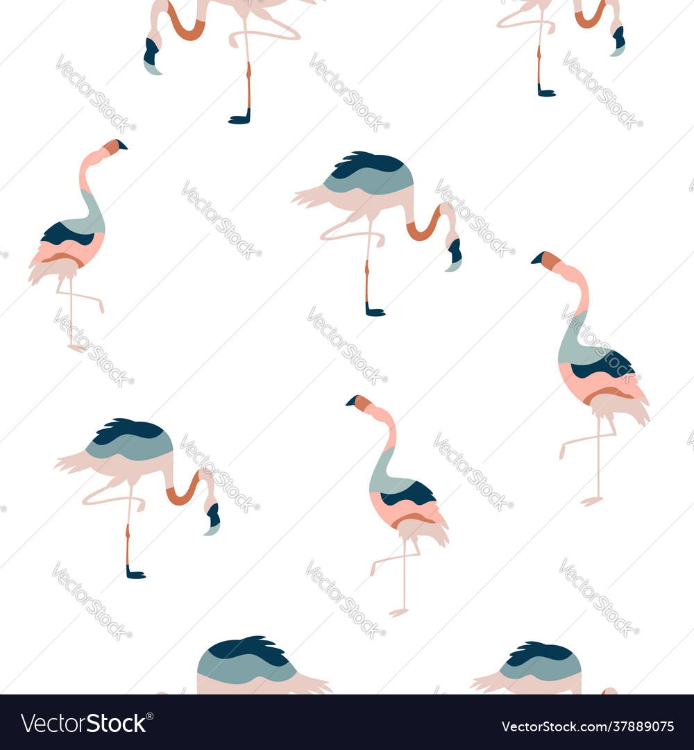 Abstract seamless pattern with colorful flamingo vector image Abstract seamless pattern with colorful flamingo