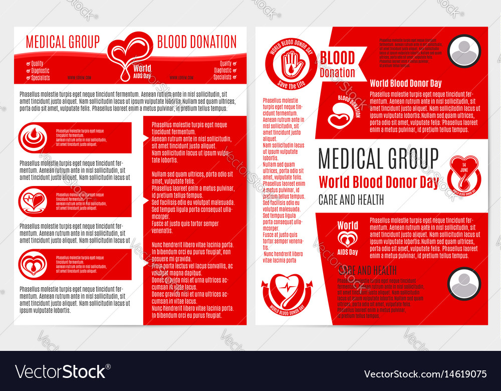 Blood Donation Medical Brochure Poster Template Vector Image