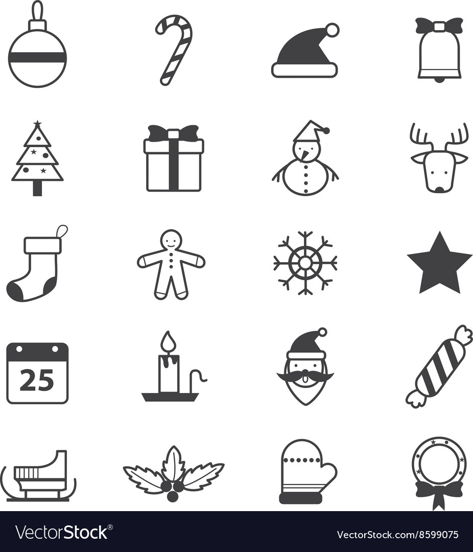 Christmas party icons line