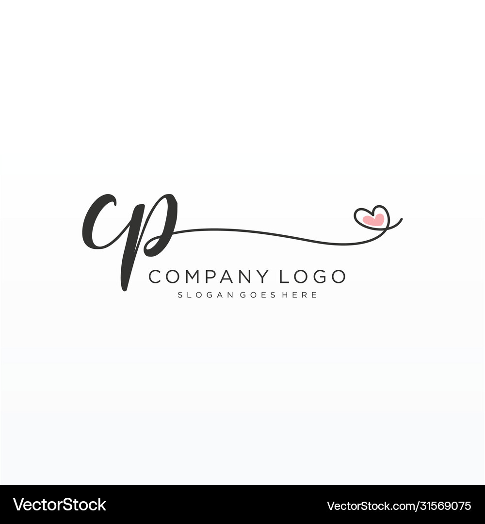 Cp initial handwriting logo design Royalty Free Vector Image