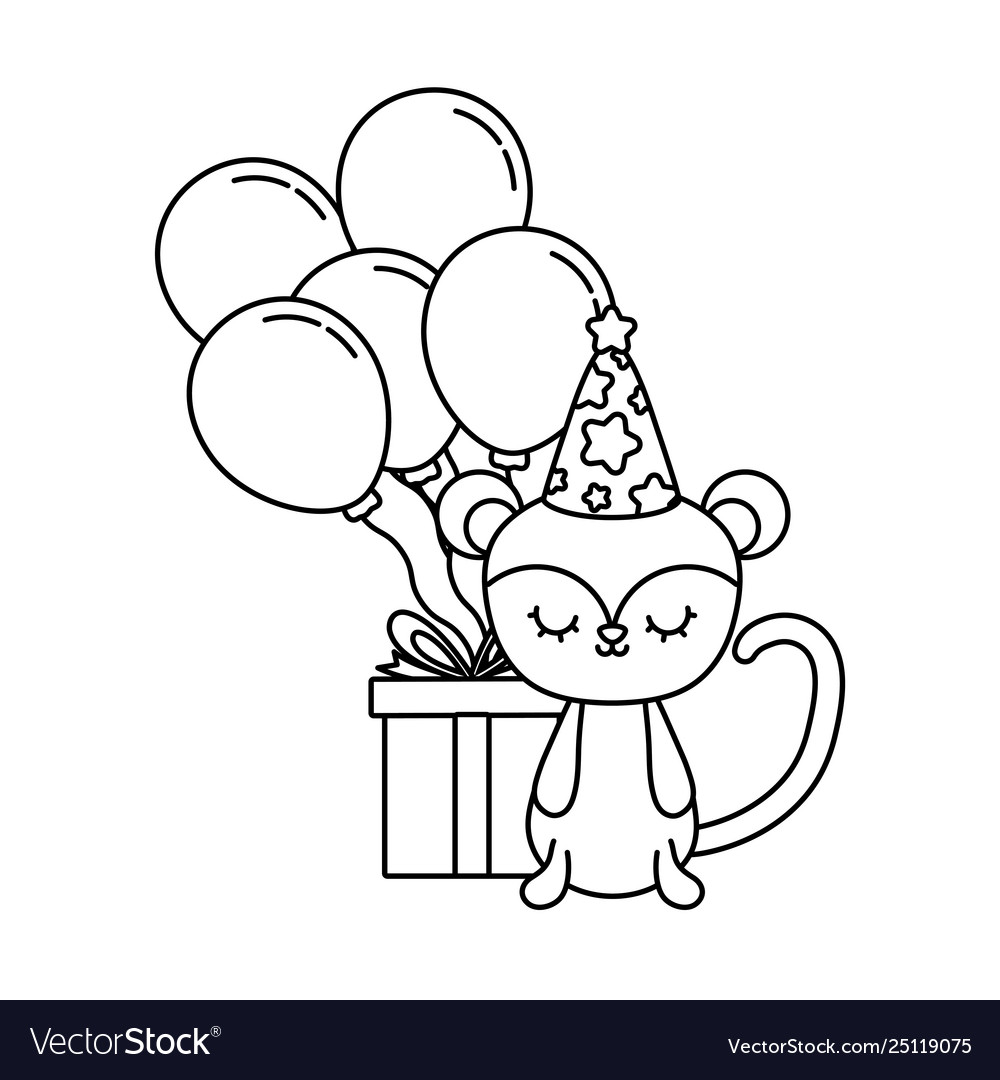 Cute monkey with gift box and balloons helium Vector Image