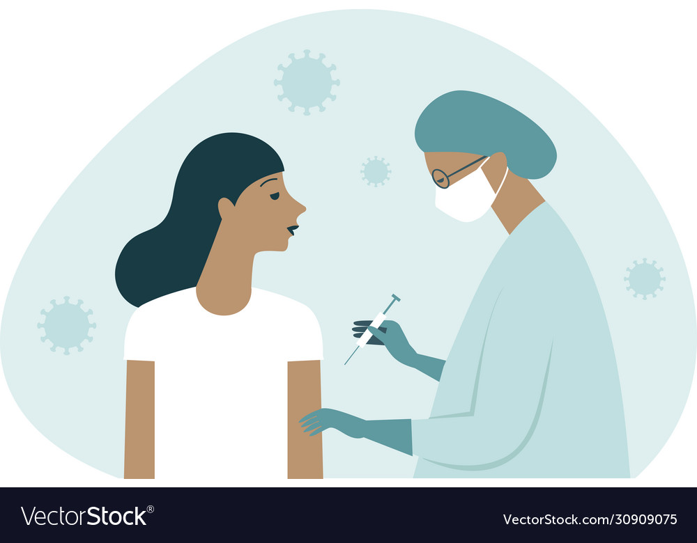 Doctor inject vaccine shot to patient