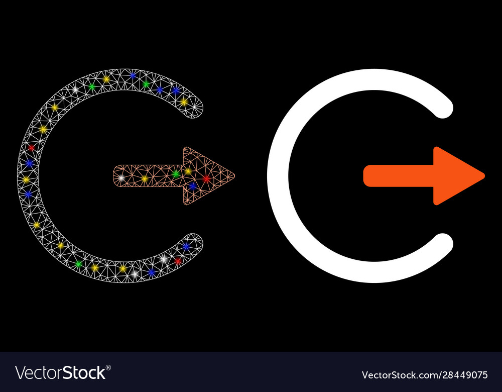 Flare mesh network logout icon with spots vector image Flare mesh network logout icon with spots