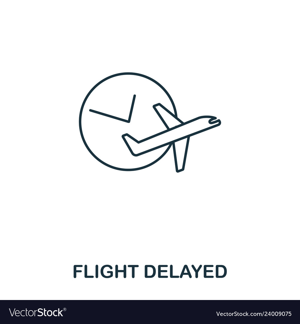 Flight delayed icon outline thin line style from