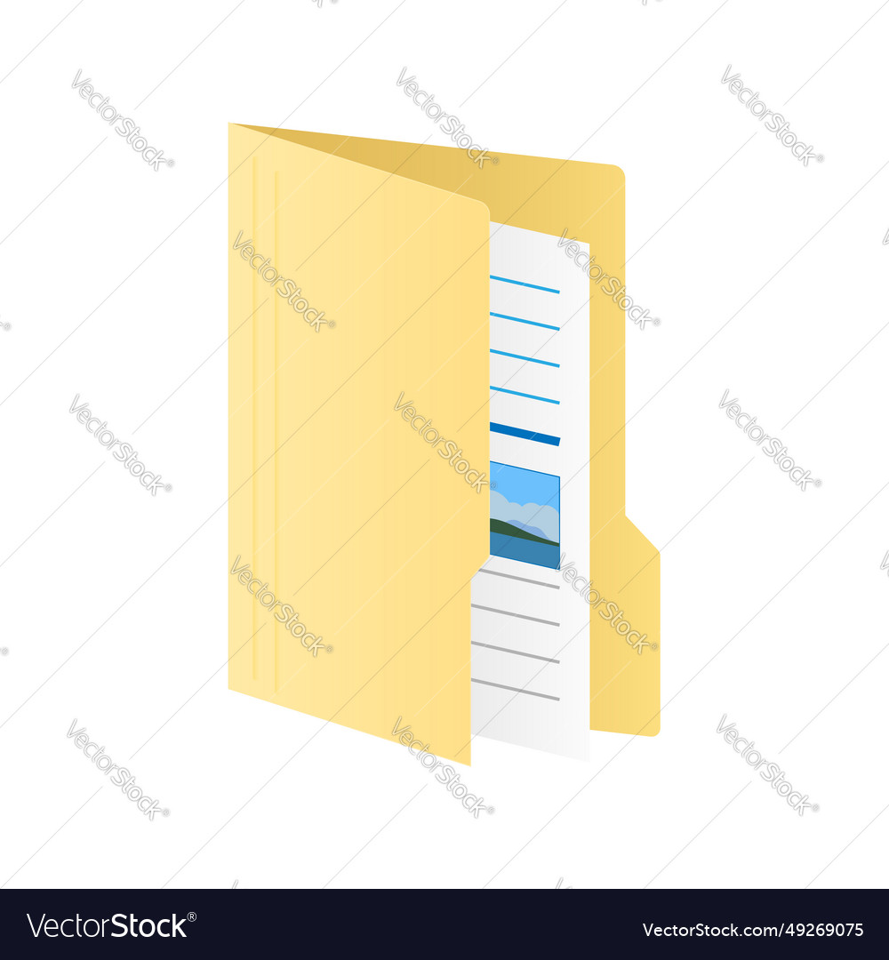 Folder with computer file icon isolated on white vector image Folder with computer file icon isolated on white