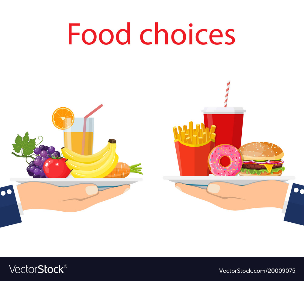 Food Choice Healthy And Junk Eating Royalty Free Vector