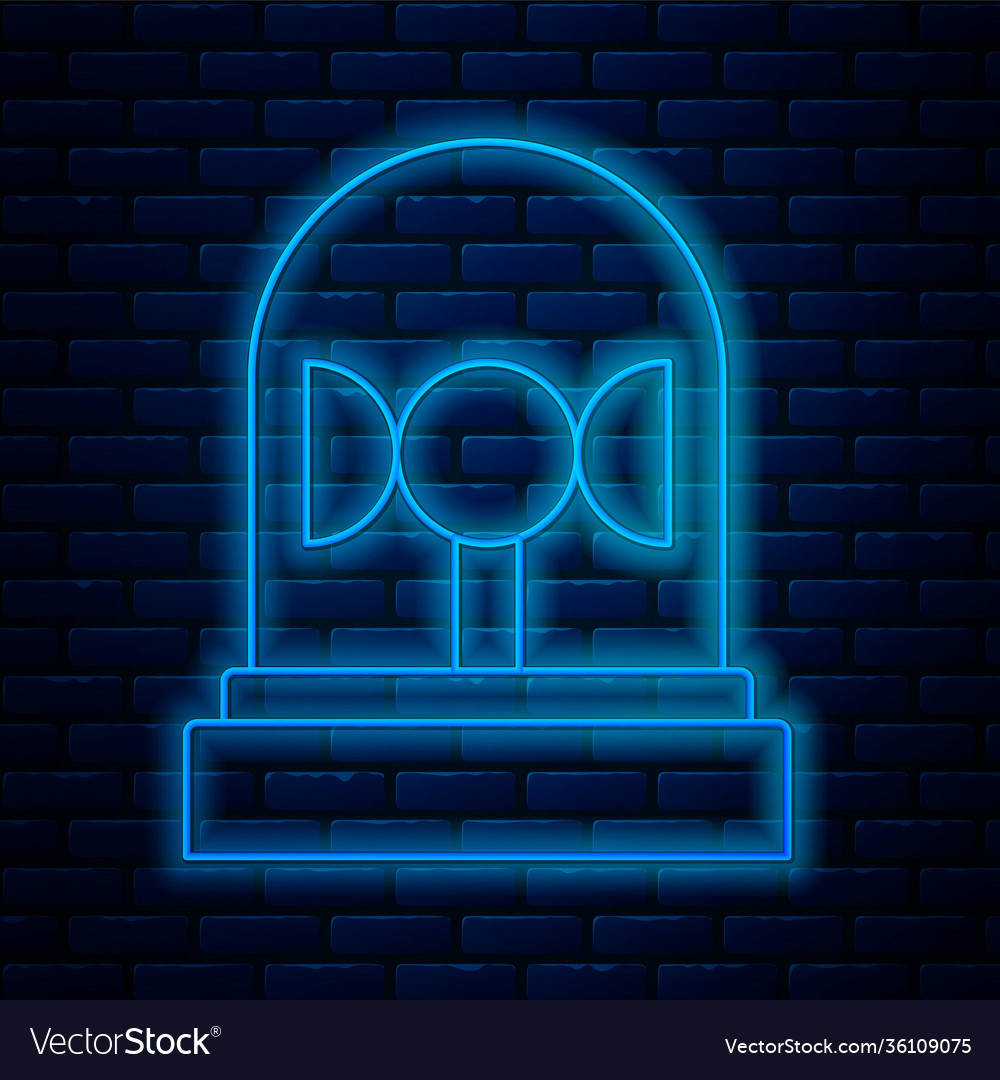 Glowing neon line flasher siren icon isolated