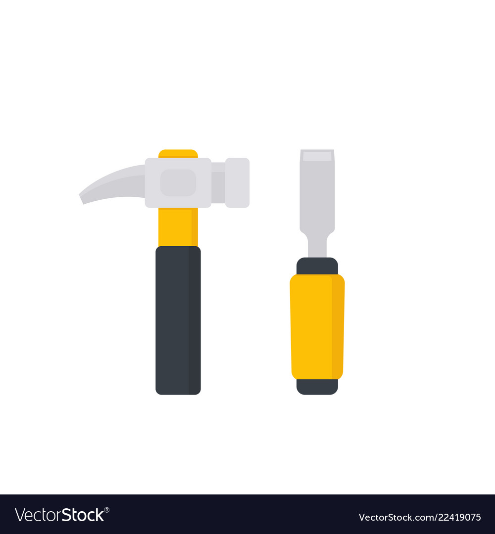 Hammer and Chisel Icons - White Background