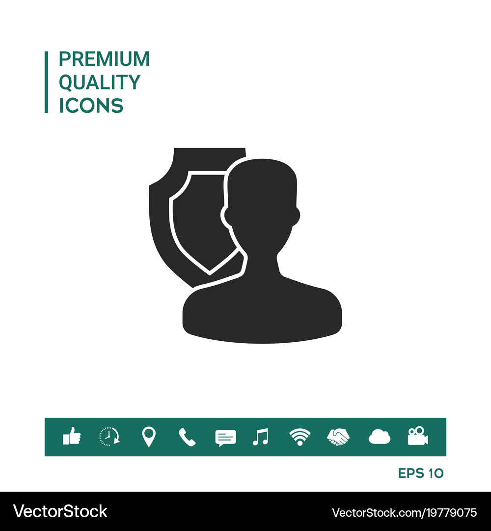 Insurance shield with user icon Royalty Free Vector Image