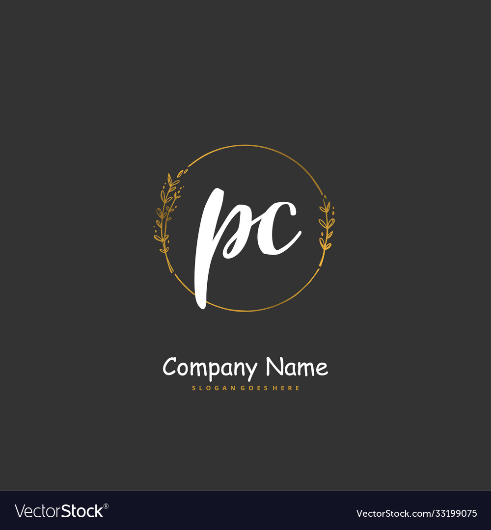 P c pc initial handwriting and signature logo