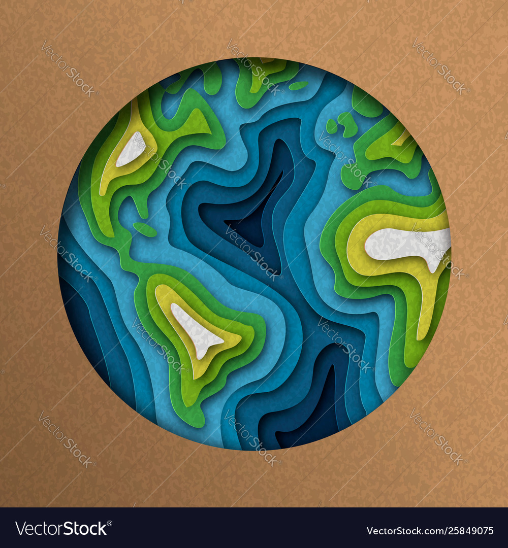 Paper Cut Earth Planet In Layered Cutout Style Vector Image