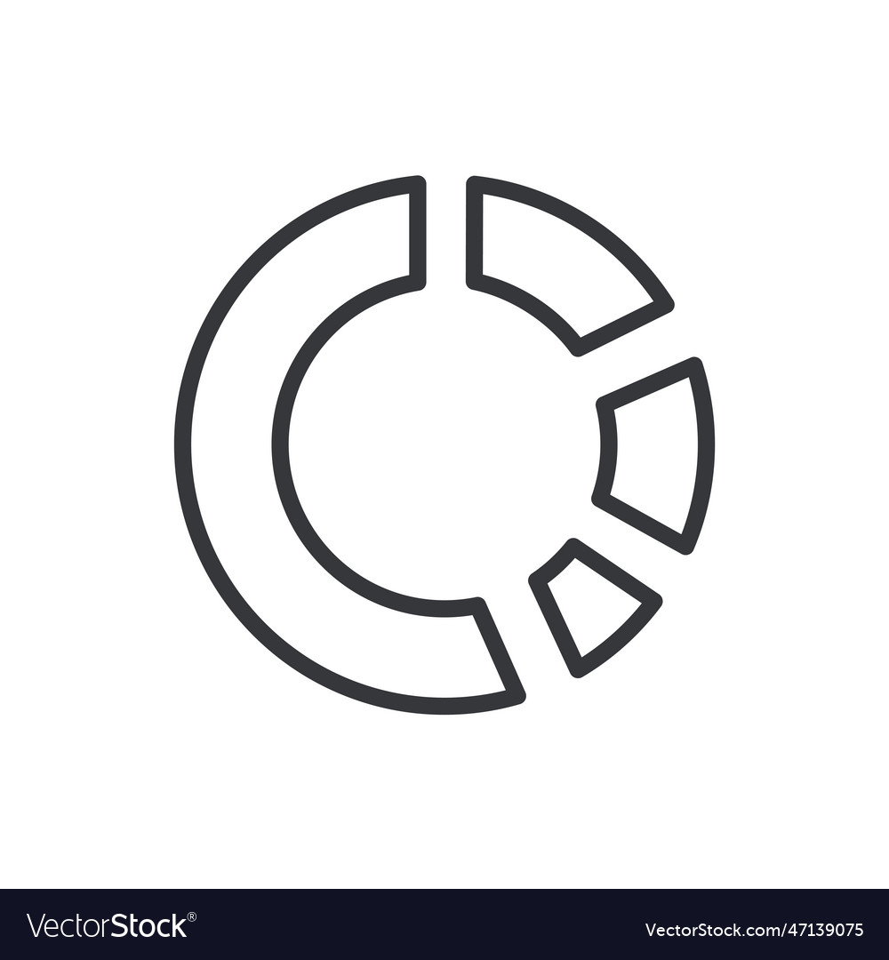 Pie chart statistics iconthin line vector image Pie chart statistics iconthin line