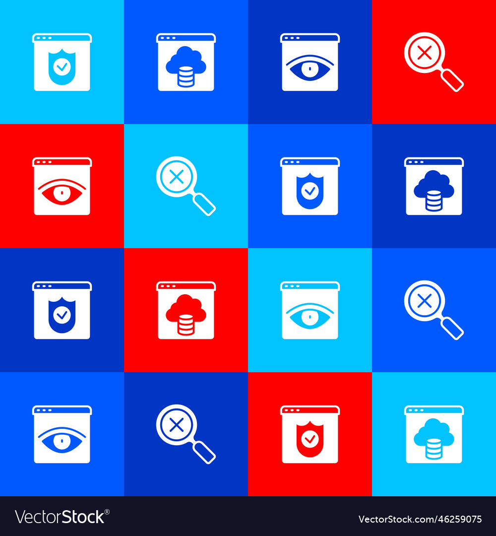 Set browser with shield cloud technology data vector image Set browser with shield cloud technology data