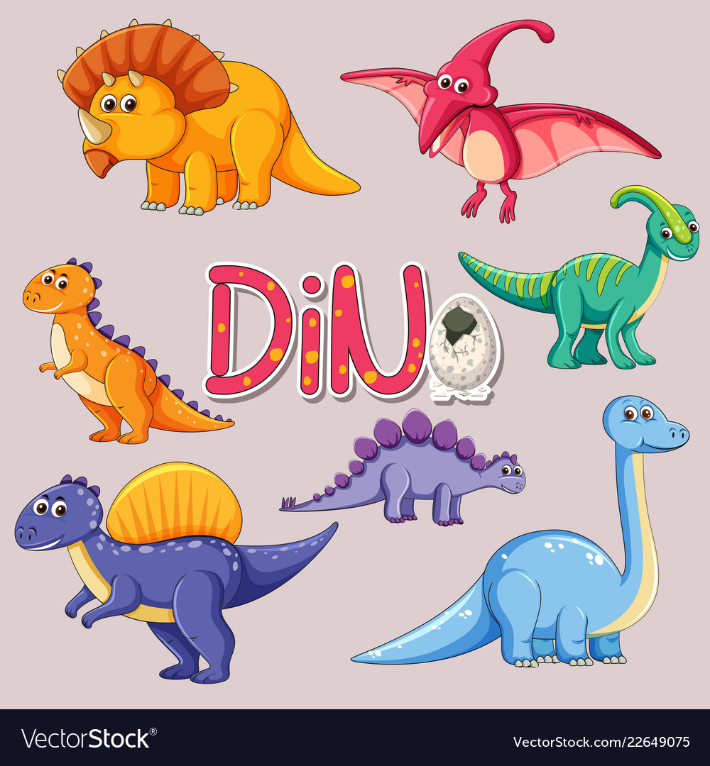 set dinosaur sticker royalty free vector image