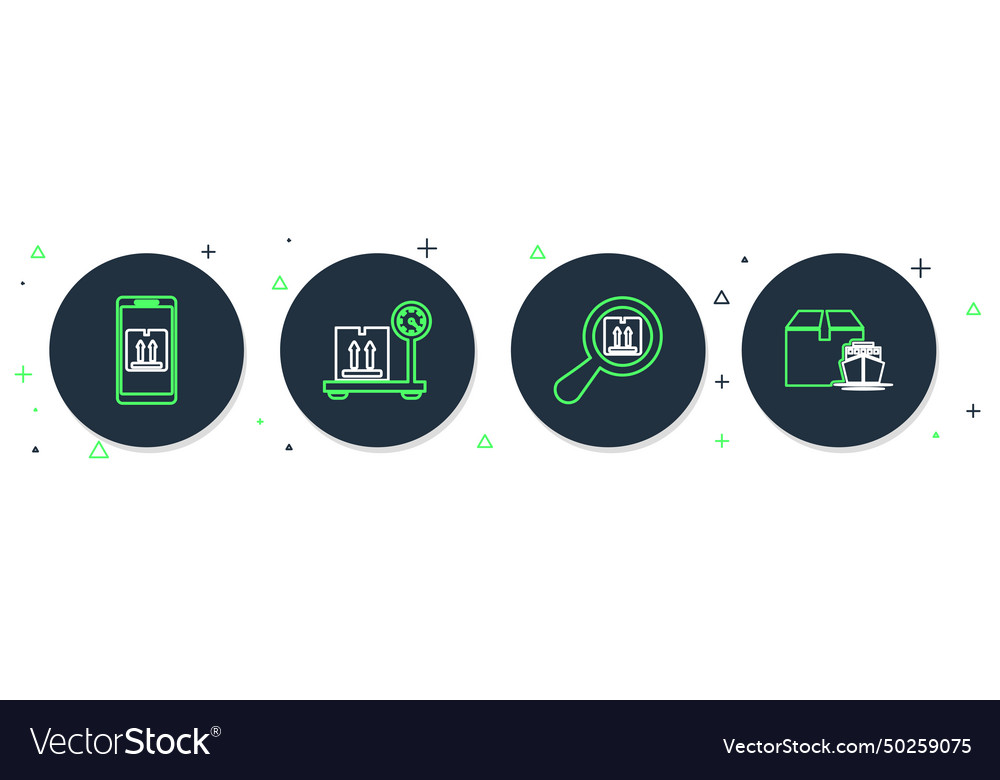 Set line scale with cardboard box search package Vector Image Set line scale with cardboard box search package