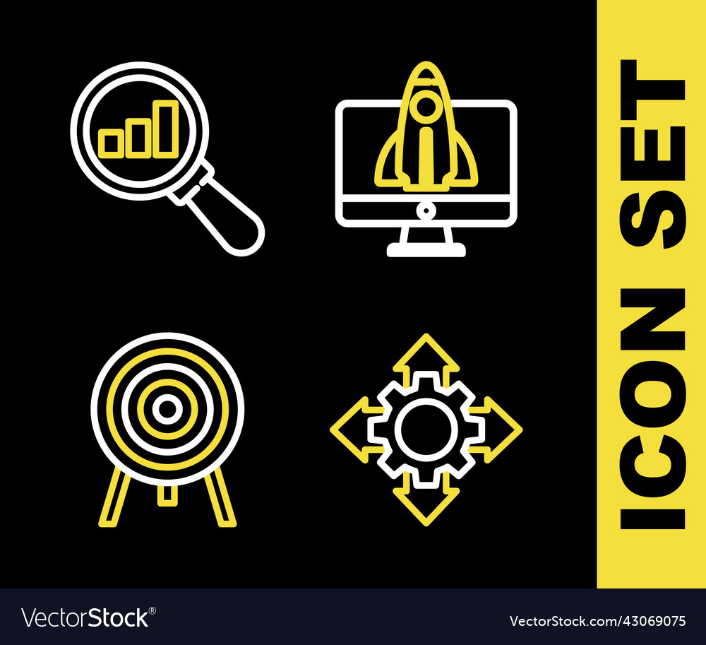Set line startup project concept team vector image Set line startup project concept team