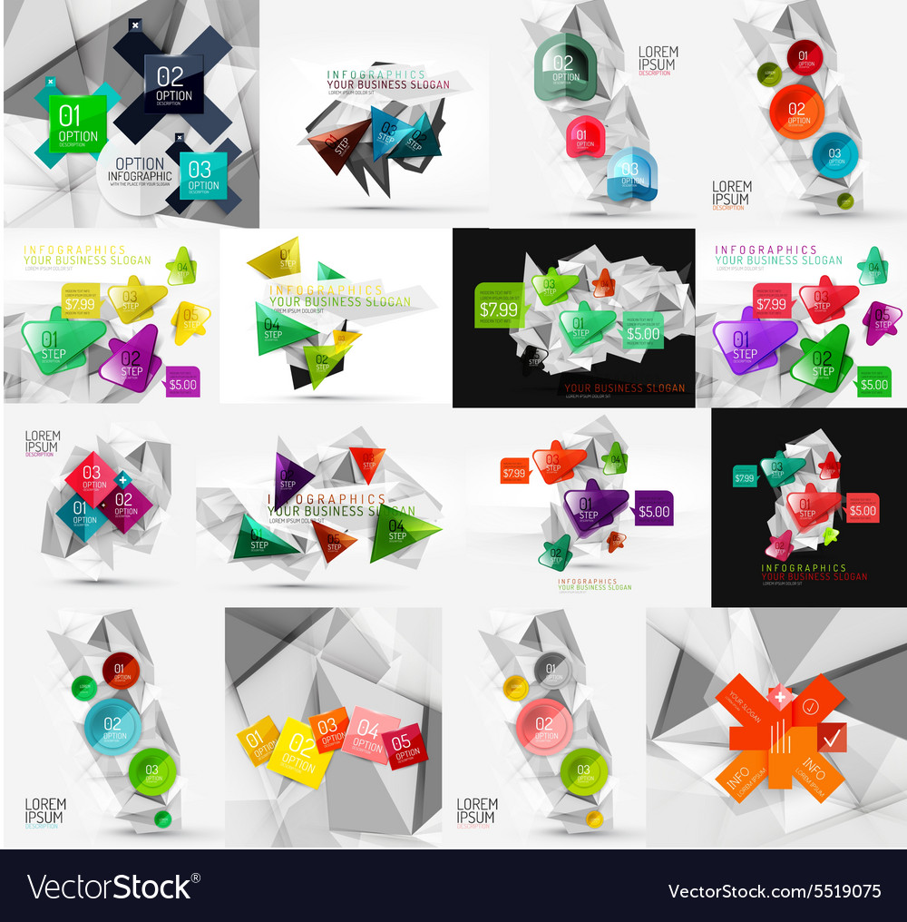 Set of light paper design option infographic