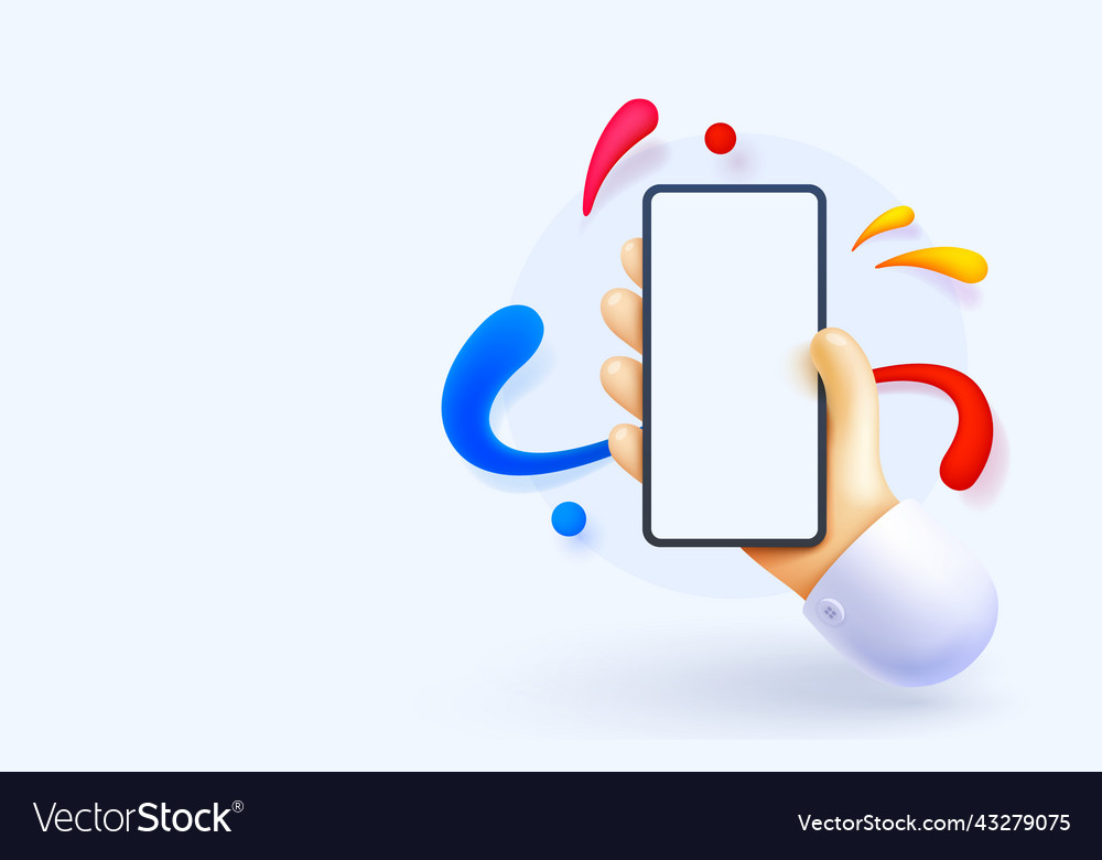 Smartphone in hand pressing the touchscreen web vector image Smartphone in hand pressing the touchscreen web