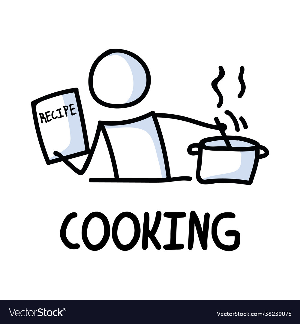 Stick figures icon home cooking food chef