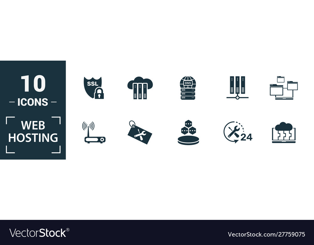 Web hosting icon set include creative elements vector image Web hosting icon set include creative elements
