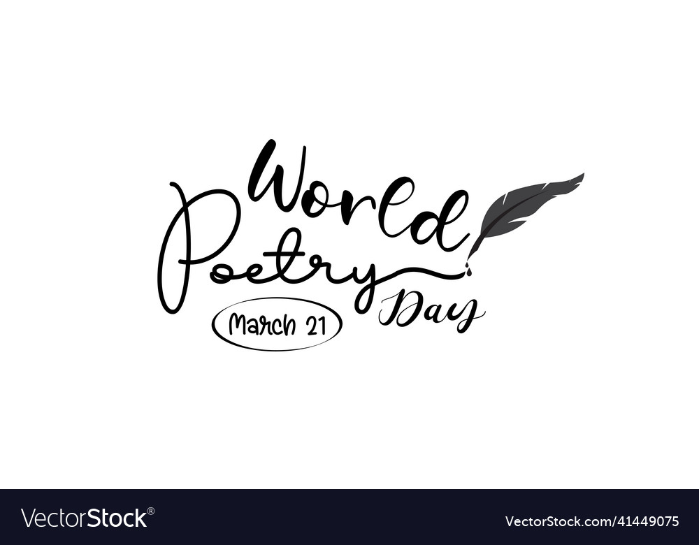 World Poetry Day Literature Brush Calligraphy Vector Image