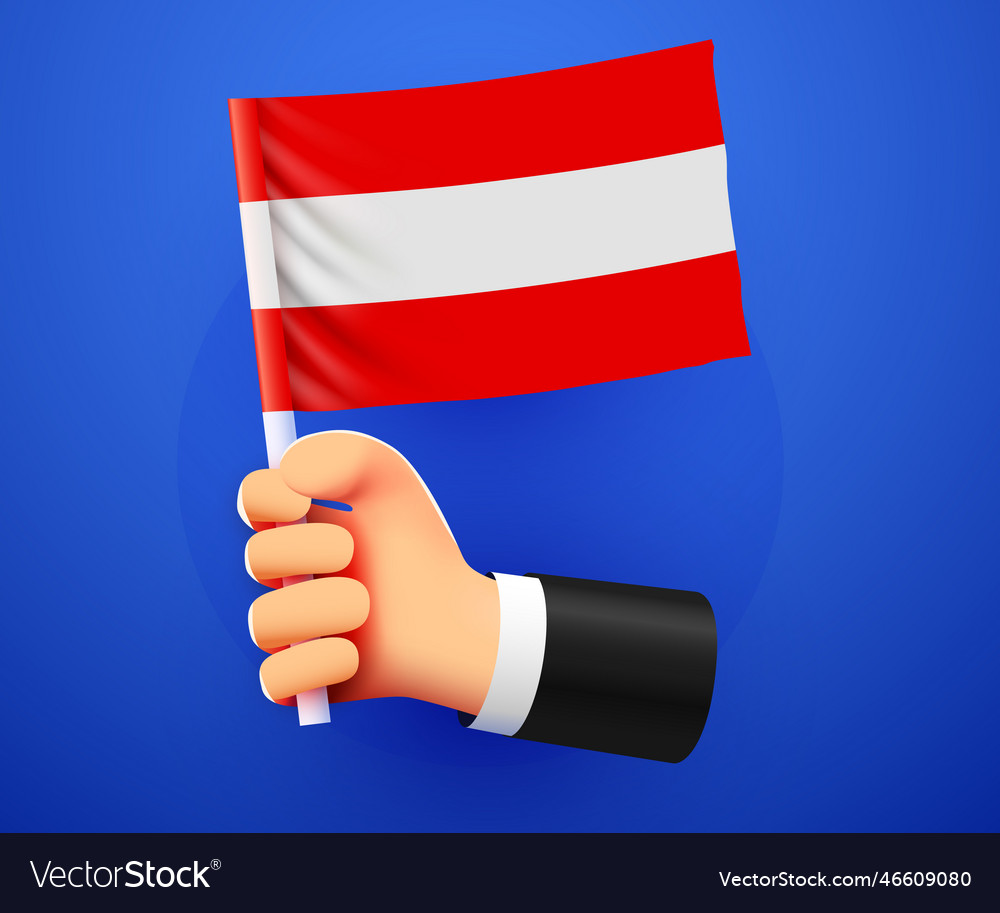 3d hand holding austria national flag