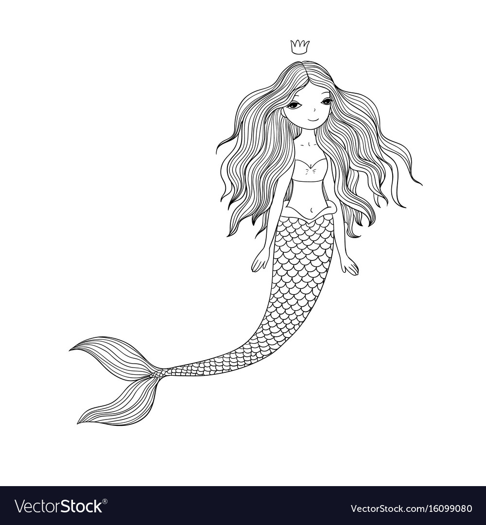 Easy How to Draw a Mermaid Tutorial and Mermaid Coloring Page