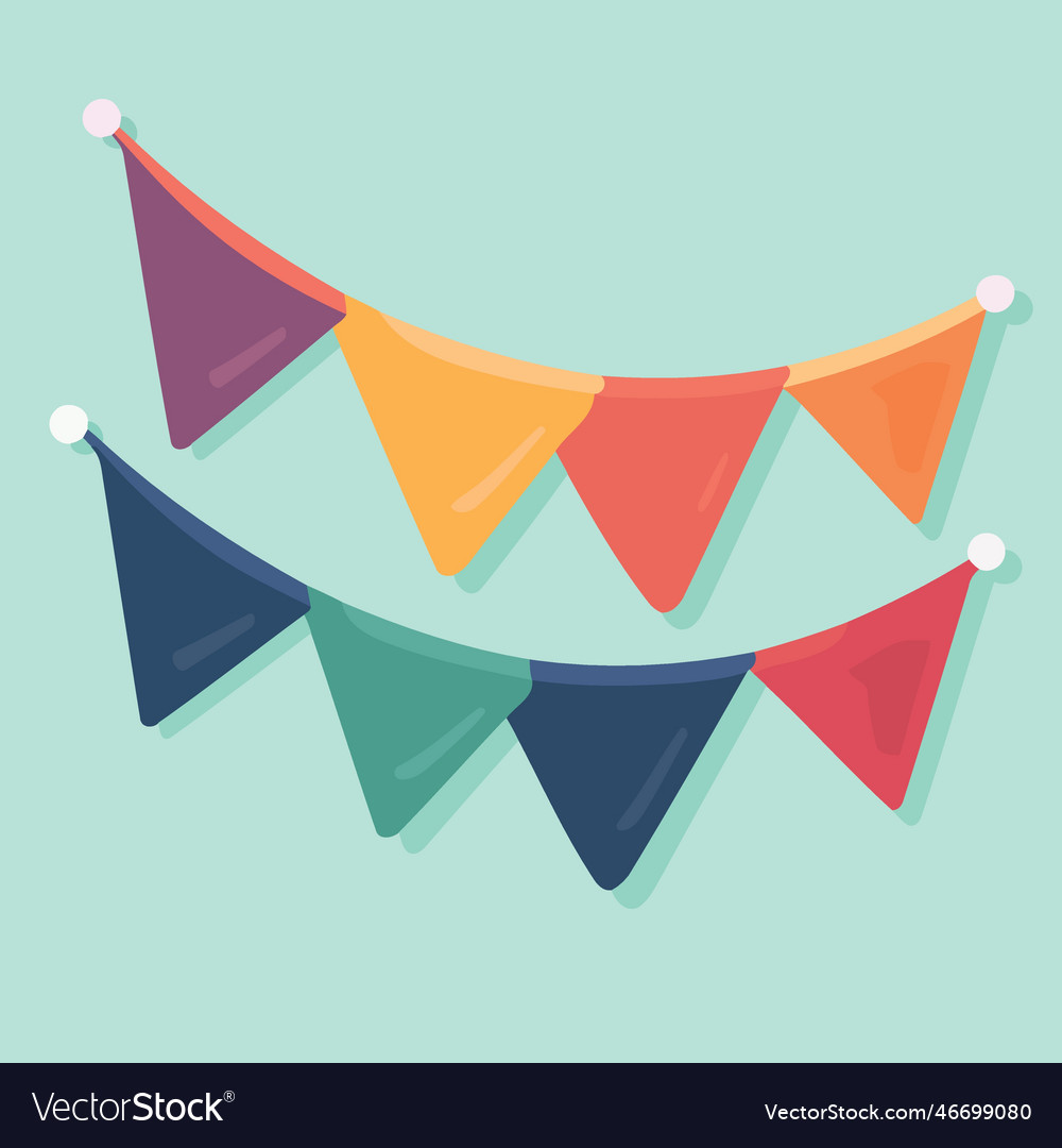 Colorful hanging pennants decorations vector image Colorful hanging pennants decorations