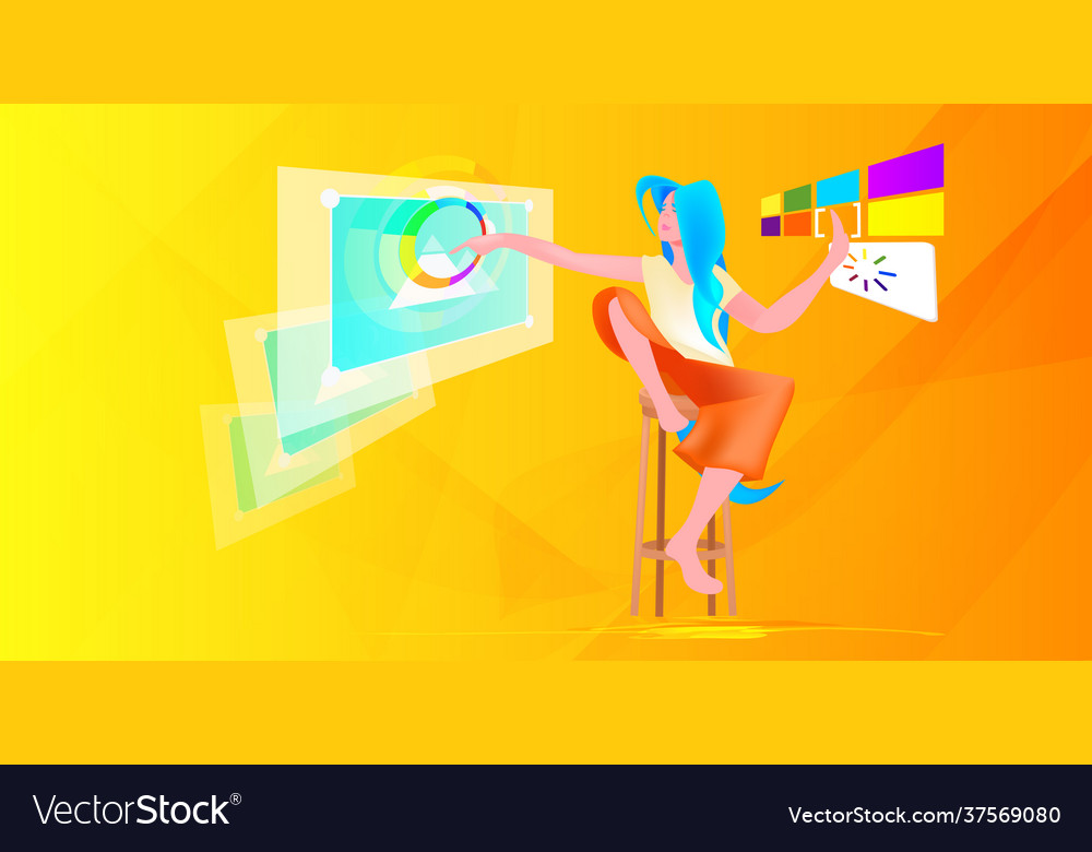 Developer or graphic designer creating website ui vector image Developer or graphic designer creating website ui