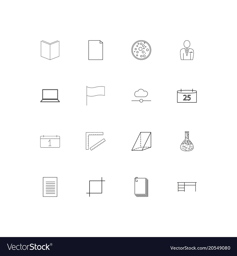 Education and science simple linear icons set
