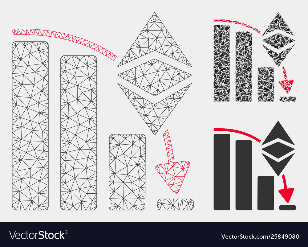 Ethereum classic falling chart mesh network vector image Ethereum classic falling chart mesh network