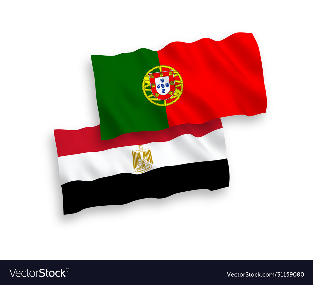 Flaggen Portugal und Ägypten auf einem weißen Hintergrund vector image Flaggen Portugal und Ägypten auf einem weißen Hintergrund