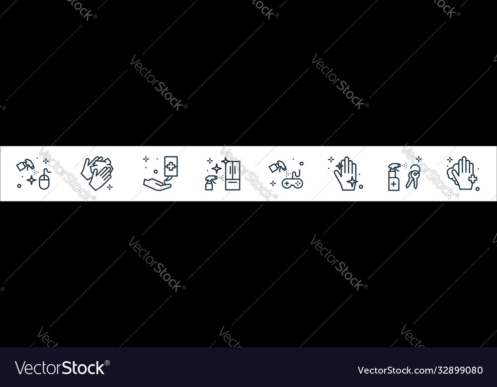 Hygiene line icons linear set quality vector image Hygiene line icons linear set quality