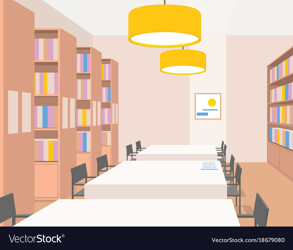 Library interior with furniture perspective view Vector Image