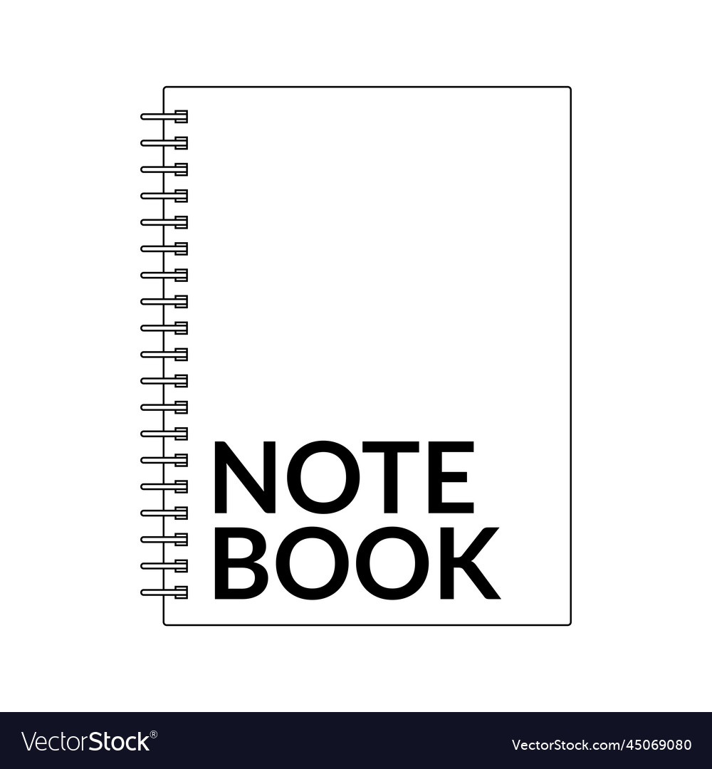 Notebook outline icon on white background vector image Notebook outline icon on white background