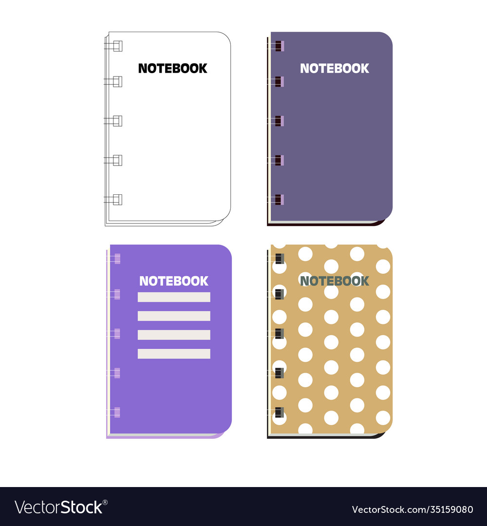 Notebook set design isolated white vector image Notebook set design isolated white