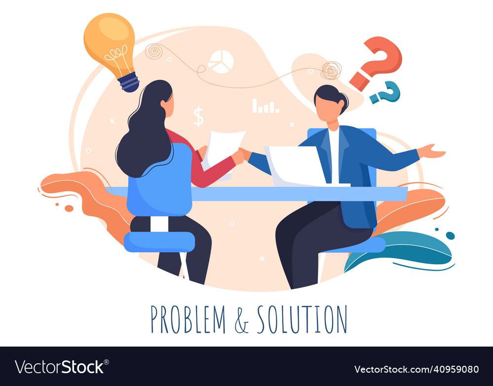 Problem and solution in business solving to look vector image Problem and solution in business solving to look