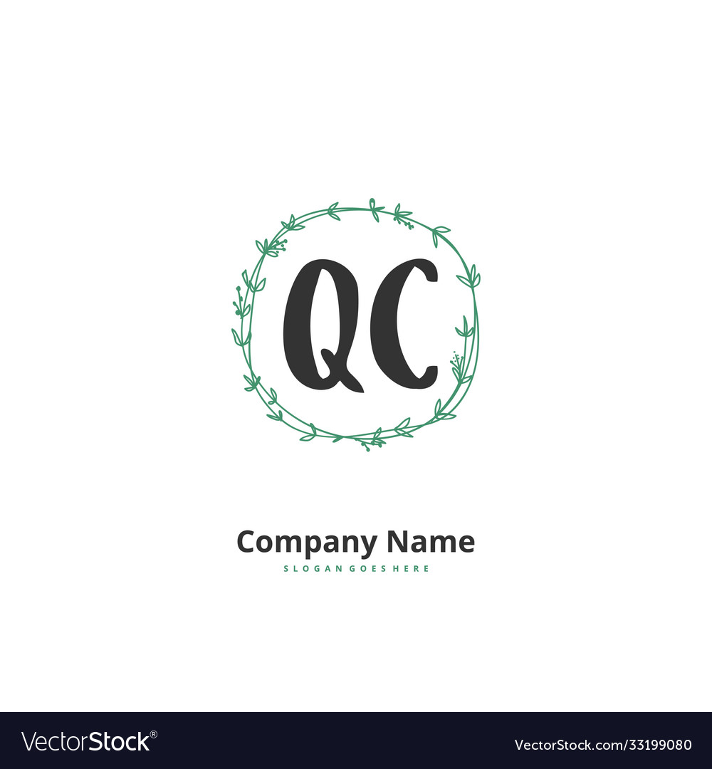 Q c qc initial handwriting and signature logo